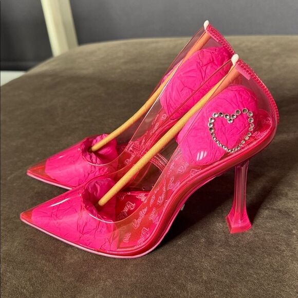 Barbie x ALDO Barbiestessy Collection Pink Translucent Pointed Toe Pumps 9 NEW - Picture 6 of 16